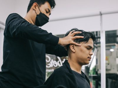 Hair massage at barber shop