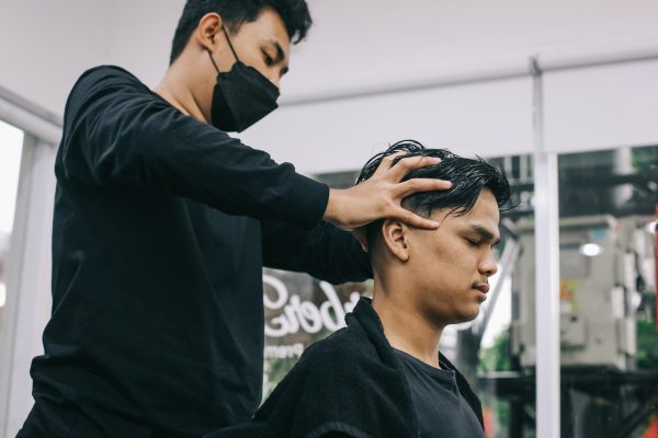 Hair massage at barber shop