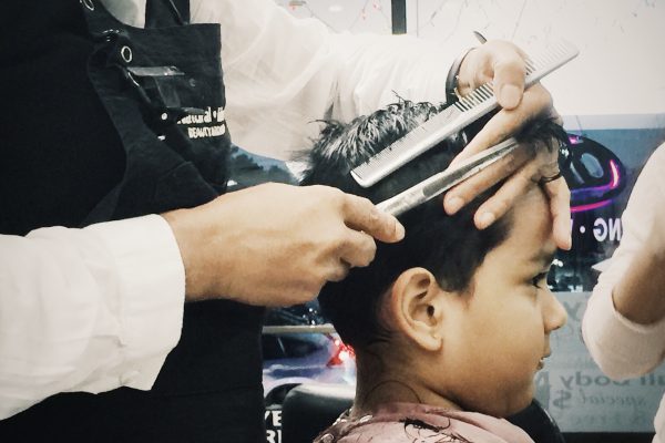 Having haircut